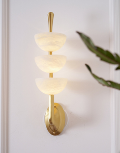 Luxury Brass and Alabaster LED <b>Wall</b> Sconce Nordic Italian Hotel Villa Corridor Tiered Designer Ambient <b>Light</b> High Art - Product Image 3