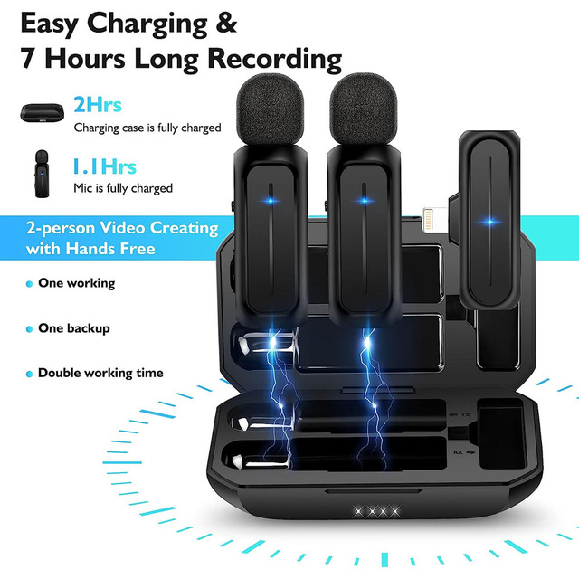 OEM Plug Play Lavalier Microphone with Charging Box Wireless Live Video Computer Mobile Phone Microphone for Podcast