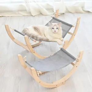 Cucciolo di gatto amaca tenda in legno massello assemblaggio fai da te altalena letto culla per dormire forniture per animali domestici coperta con traspirante alla moda