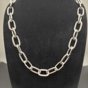 Collana in Argento 925 David Yarman con Catena in Oro 18K e Argento Sterling 925 per Donne, Bicolore con Ovale Liscio e Intrecciato - Product Image 4