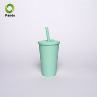 Gobelet en plastique à double paroi 16oz /24oz personnalisé avec paille tasse à café réutilisable thé à bulles finition mate givrée