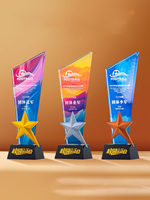 Trofeo de Cristal Ecológico Moderno con Diseño Grabado y Pulido para Eventos Deportivos y Premios Empresariales