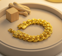 Bracelet à double chaîne épaisse pour homme, tendance géométrique, plaqué or 24 carats, bijoux Z H - Cadeau