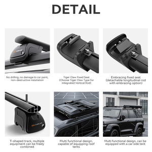 Barres transversales de toit multifonctionnelles en aluminium noir, porte-bagages pratiques pour vélos, tentes et transport de marchandises - Product Image 2