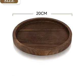 Plateau de bougeoir rétro de style champêtre, plaque de bougie ronde en bois à double couche, décoration de table à manger de style fermier - Product Image 2