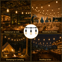 Guirlande lumineuse solaire S14 Edison IP65 avec ampoules E26 remplaçables, câble personnalisable 10-25M, alimentation USB, idéale pour restaurants, mariages, OEM, CE, ETL