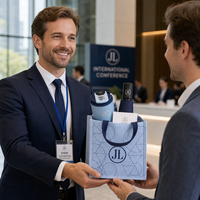 Ensemble cadeau d'entreprise personnalisé avec logo, fournitures de bureau, sac fourre-tout en toile recyclable, bouteille d'eau isotherme imprimée en offset, parapluie