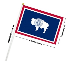 Drapeau à main personnalisé du Wyoming, l'État de l'égalité, 14x21cm, petit drapeau ondulant pour les matchs de football et de soccer - Product Image 2