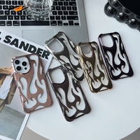 Coque de Téléphone Ultra-Fine en TPU Haute Qualité à Motif Flamme avec Texture 3D et Refroidissement pour iPhone 16 Plus 15 13 12 11 14 Pro Max