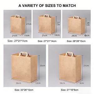 Sac de livraison biodégradable personnalisé pour la restauration rapide à emporter, emballage à emporter, sac de shopping <span class=keywords><strong>en</strong></span> papier kraft brun avec poignée plate - Product Image 2