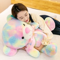 Angela Grosir Boneka Beruang Pelangi Kustom Dengan Syal Boneka Hewan Berbulu Hadiah Hari Valentine