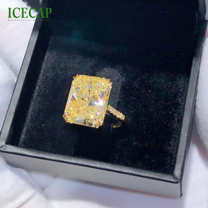 Anillos de Joyería Fina con los Últimos Diseños, Anillos de Moissanita con Corte Radiante, Chapados en Oro Amarillo de <span class=keywords><strong>10k</strong></span>, 14k y 24k, Anillos de Plata Modernos con Incrustaciones de Diamantes - Product Image 4
