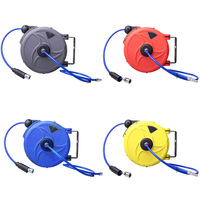 Outil de réparation automobile et d'entretien, gonfleur de pneus à tambour d'air automatique télescopique, avec tube de gonflage renforcé en PU à pince, Gris Bleu Chine