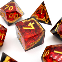 Superbe jeu de dés RPG polyédriques géode rouge, dés DND uniques en résine faits à la main pour donjons et dragons, jeux de société et Role-G3