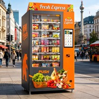 Distributeur automatique intelligent à double usage intérieur/extérieur avec étagères de stockage multi-niveaux réglables pour produits frais