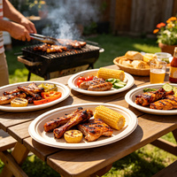 Assiettes en papier ovales jetables, plateaux de service pour buffets, traiteur, barbecue et fêtes