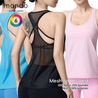 Débardeur de yoga pour femme à bretelles croisées et dos en maille, col en U, coupe ample amincissante, séchage rapide, faible MOQ