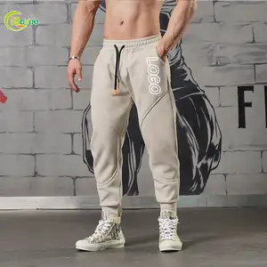 Logo con stampa personalizzata 20 pz pantaloni della tuta in bianco aderenti abbigliamento da allenamento da uomo atletico da ginnastica pantaloni da Jogger in cotone Unisex
