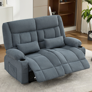 Convertible Recliner Loveseat Set with Cup Holders for Apartment Living Room-Manual Oversized Ergonomic Design - Product Image 1