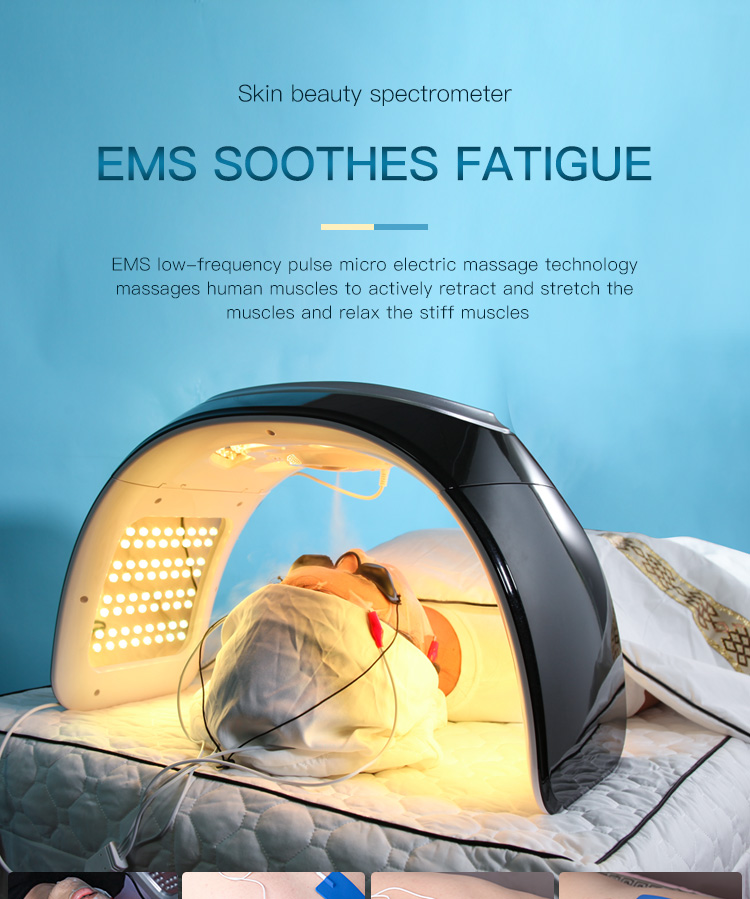 New 7 Color Skin Tightening Nano Spray Facial Panel Face Mask PDT LED Light Therapy Device With Steamer