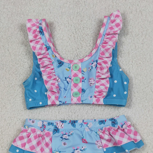 <span class=keywords><strong>Maillot</strong></span> <span class=keywords><strong>de</strong></span> <span class=keywords><strong>bain</strong></span> pour bébé fille, ensemble <span class=keywords><strong>de</strong></span> maillots <span class=keywords><strong>de</strong></span> <span class=keywords><strong>bain</strong></span> à volants bleu floral et rose à carreaux - Product Image 3