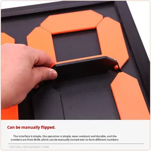 Cartellino per Sostituzione Calcio a Quattro Lati, Design Fluorescente per Arbitro, Materiale PP, Colori Nero e Arancione - Product Image 3