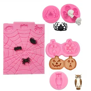 5 Arten von Halloween Spinne Schädel Kopf Kürbis Fledermaus Flipped Sugar Silikon form DIY gebackene Kuchen Dekoration Fabrik Preis