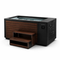 Piscine de trempage à froid de luxe en bois de noyer pour spa bien-être, baignoire à glace moderne isolée en acier inoxydable