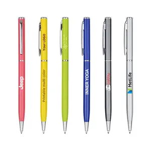 Promosyon için özel Logo ile PEN kalem sıcak Metal ince tükenmez kalem