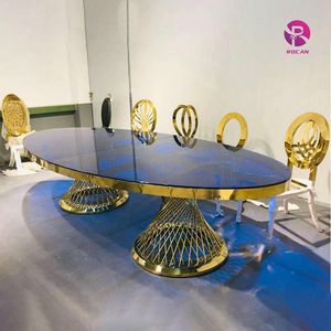 طاولة زفاف رومانسية مميزة بيضاوية اللون من الفولاذ المقاوم للصدأ الأعلى بلون الياقوت - Product Image 3