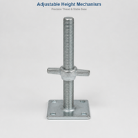 Pied de support réglable pour échafaudage, vis de nivellement galvanisée, filetage 30-35mm, hauteur 270mm 300mm 600mm, pour la construction