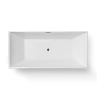 Baignoire autoportante rectangulaire en acrylique CUPC moderne de 1700 mm, écologique, avec fonction de trempage et vidange central, pour villa, appartement, hôtel