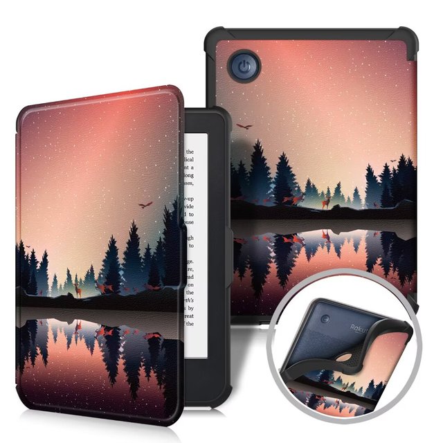 Color Printed Folio E-reader Case for Kobo Clara Colour 2024 Pu Leather Auto Sleep Wake Shockproof 6Inch Kobo Case