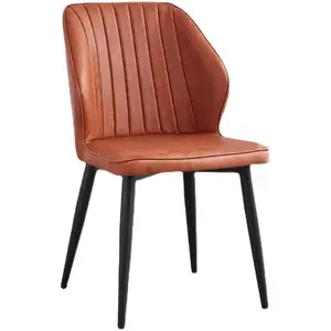 Nordic style light luxury living room chair metal leg leather seat dining chairs