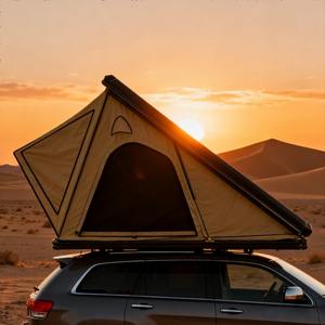 Tente de camping pour voiture en aluminium, triangle, extérieur, conduite autonome, automatique, tout-terrain, imperméable, coque rigide, quatre saisons, double couche, voiture - Product Image 2