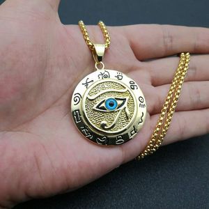 Pendentif œil d'Horus de l'Egypte ancienne, collier en acier inoxydable, bijoux cadeaux sur le thème du cercle - Product Image 5