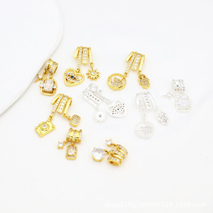 Colgantes de Moda, Dijes de Aleación de Zinc con Engaste de Bisel, Estrella, Luna, Corazón, Ojo, Cámara, Hamsa, Accesorios de Joyería DIY para Collar y Pulsera - Product Image 5