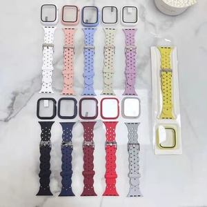 Set 2 in 1 cinturino in Silicone morbido cinturino in vetro temperato per cinturino <span class=keywords><strong>Apple</strong></span> <span class=keywords><strong>Watch</strong></span> 1 2 3 4 5 <span class=keywords><strong>6</strong></span> 738/40/41/42/44/45mm - Product Image 2