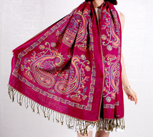 Wholesale <strong>Paisley</strong> <strong>Pashmina</strong> <strong>Scarves</strong> Thick Winter Women Jacquard Long Tassel <strong>Scarf</strong> - Product Image 5