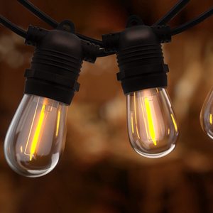 24FT Solar <strong>String</strong> Lights, LED Solar Cafe Patio Lights, Porch Market Light Waterproof &amp; Shatterproof with Vintage Plastic Bulbs - Product Image 3