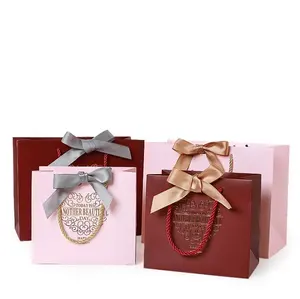 LuxuryChina יצרנים אישית יוקרה בוטיק giftbag אריזה אישית ורוד נייר תודה מתנת שקיות עם לוגו הדפסה