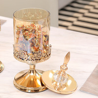 Bocal de Rangement Rose en Cristal Européen Couvert, Table Basse de Salon Américaine et Européenne, Bonbonnière en Dentelle, Décoration de Rangement