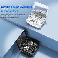Kit de câble adaptateur de charge USB multiple et kit de nettoyage pour écouteurs de téléphone portable avec miroir Chargeur sans fil Boîte de rangement magnétique