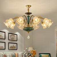 Lustre en céramique et cuivre de style rétro américain, luminaire principal pour le salon, grande salle à manger de luxe de style européen