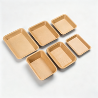 Barquette alimentaire rectangulaire jetable en papier kraft compostable, assiette en papier pour barbecue, frites, service à emporter pour fêtes