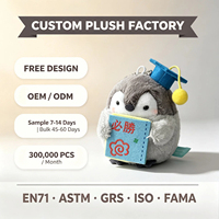 Porte-clés pingouin en peluche personnalisé et mignon, certifié Oeko-Tex 100, mini pendentif de sac brodé en coton PP pour marques, vente en gros