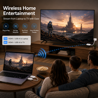 Kit Compacto Inalámbrico HD TX RX 1080P, Adaptador para Compartir Pantalla de Laptop/PC a TV, Monitor o Proyector