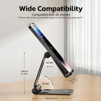 Support de téléphone en aluminium pour bureau, support de téléphone portable en métal à angle réglable, antidérapant, résistant aux rayures, compatible Dual