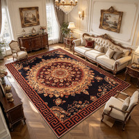 Tapis persan vintage en cachemire, classique noir et rouge à motifs floraux, tapis oriental rétro épais et moelleux pour salon