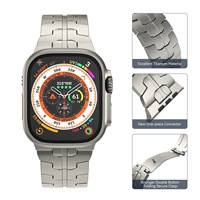 Bracelet de montre en titane pur respirant classique, ultra-résistant, avec boucle durable, noir, pour iWatch 9-1